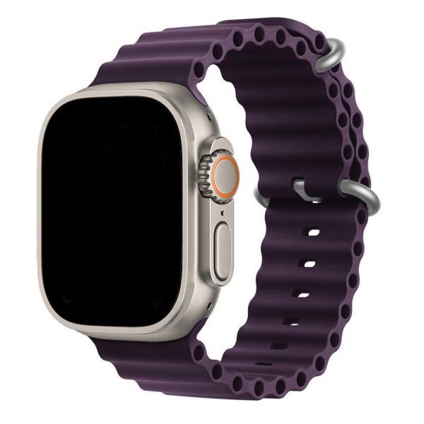 Apple Watch 42-45-44-49mm Ocean Loop Silikon Kordon Derin Mor