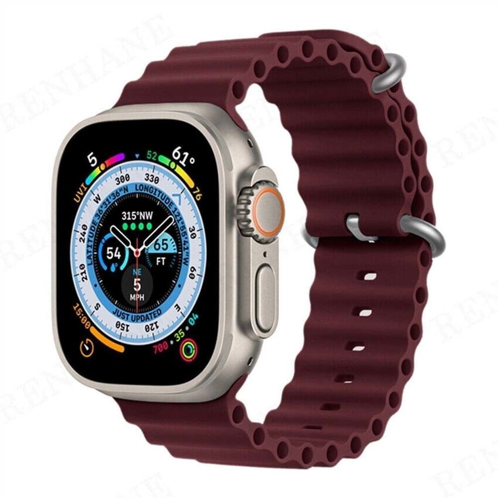 Apple Watch 38-40-41mm Ocean Loop Silikon Kordon Bordo