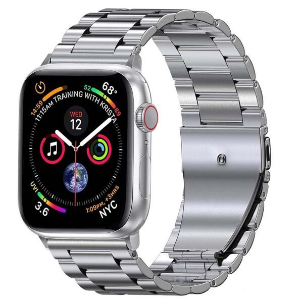 Apple Watch 42-44-45-49mm A+ Kalite 3B Metal Bakla Kordon Gümüş