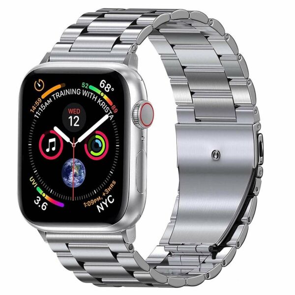 Apple Watch 38-40-41mm A+ Kalite 3B Metal Bakla Kordon Gümüş