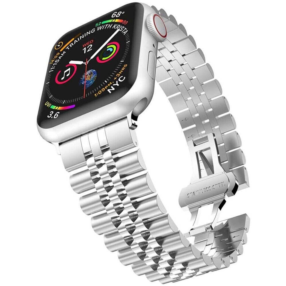 Apple Watch 49-45-44-42mm Rolex Metal Kordon Gümüş