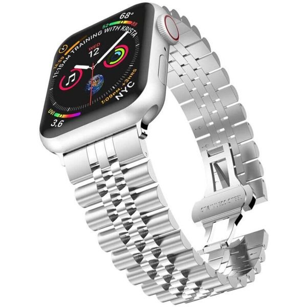 Apple Watch 49-45-44-42mm Rolex Metal Kordon Gümüş