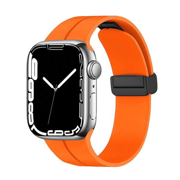 Apple Watch 49-45-44-42mm PRO Magnet Silikon Kordon Turuncu