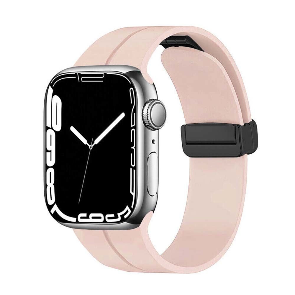 Apple Watch 49-45-44-42mm PRO Magnet Silikon Kordon Pembe