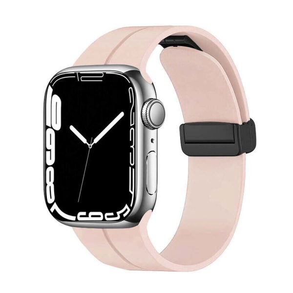 Apple Watch 49-45-44-42mm PRO Magnet Silikon Kordon Pembe