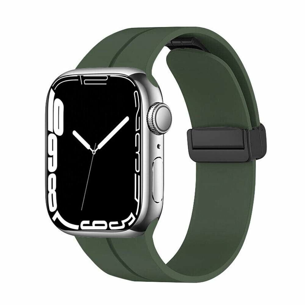 Apple Watch 38-40-41mm PRO Magnet Silikon Kordon Koyu Yeşil