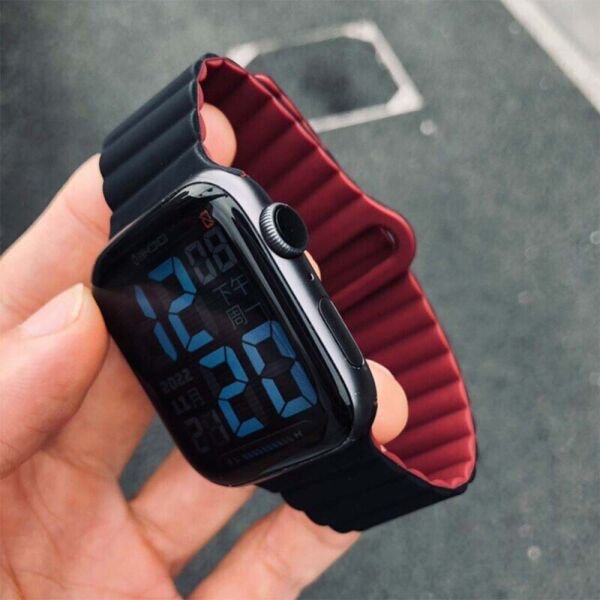 Apple Watch 49-45-44-42mm TWO Magnetli Silikon Kordon