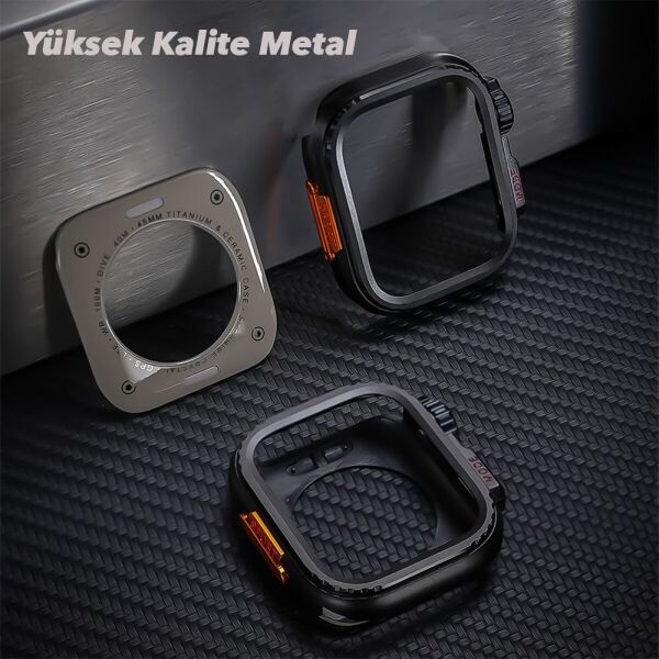 Apple Watch 45mm Metal Ultra Dönüştürücü Kasa Koruyucu