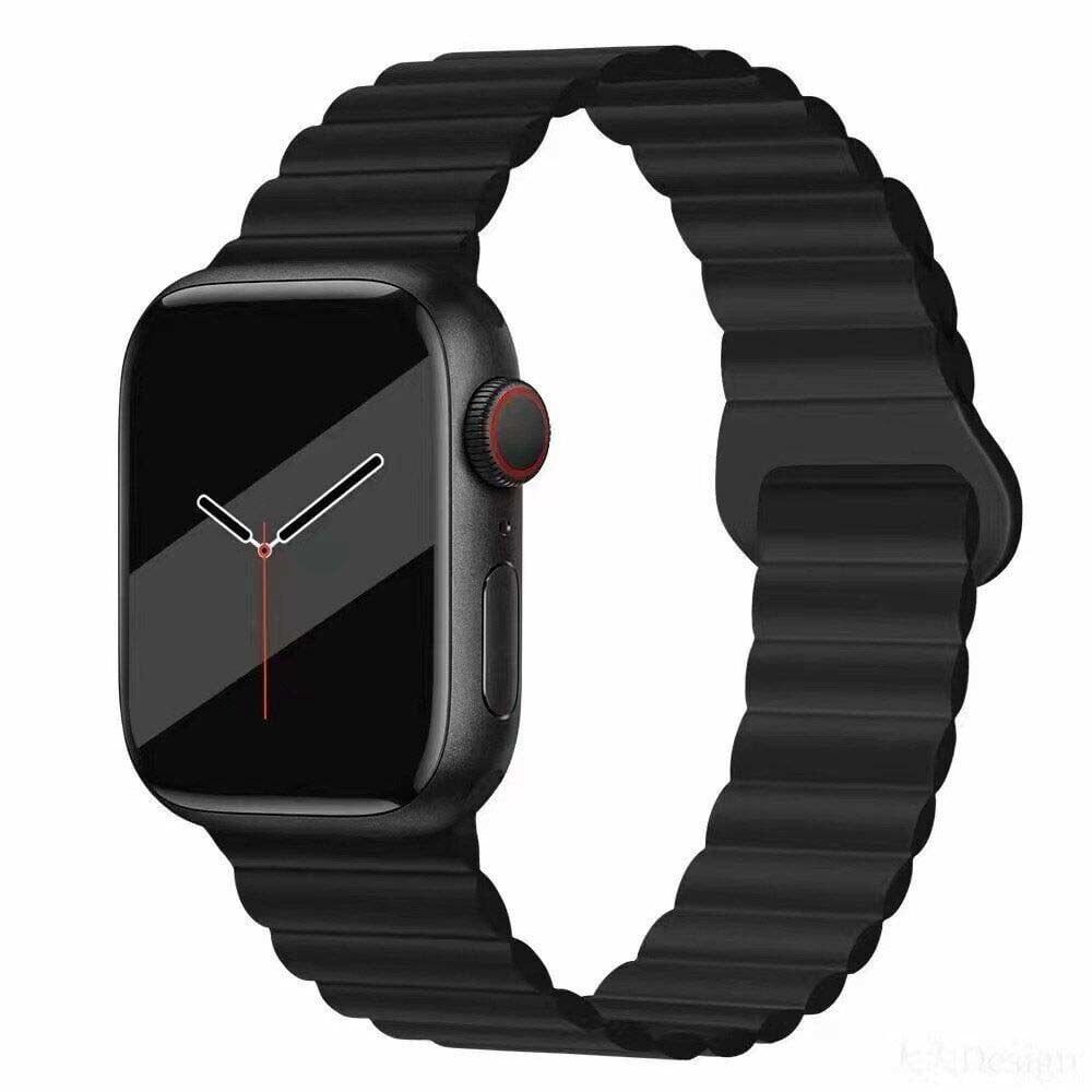 Apple Watch 38-40-41mm TWO Magnetli Silikon Kordon Siyah