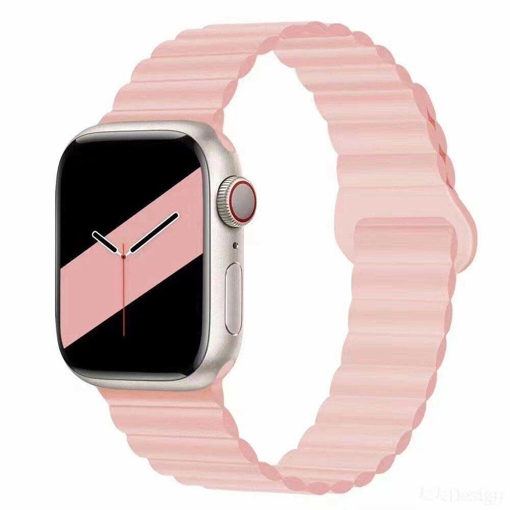 Apple Watch 38-40-41mm TWO Magnetli Silikon Kordon Pembe