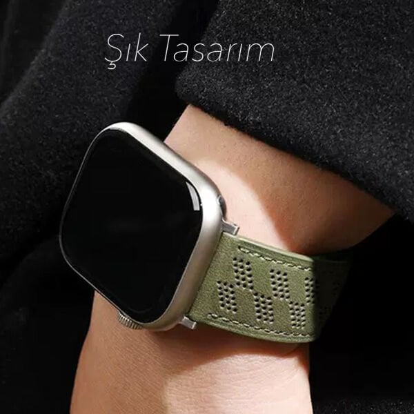 Apple Watch 49/46/45/44mm Brad Deri Kordon Gerçek Deri Delikli Tasarım