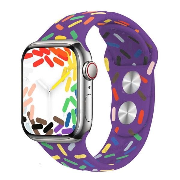 Apple Watch 42-44-45-49mm Rod Loop Renkli Silikon Kordon Derin Mor