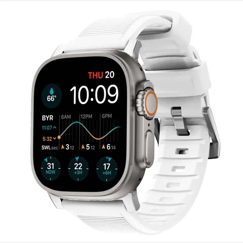 Apple Watch 49mm-45mm-44mm-42mm Rugged Silikon Kordon Beyaz