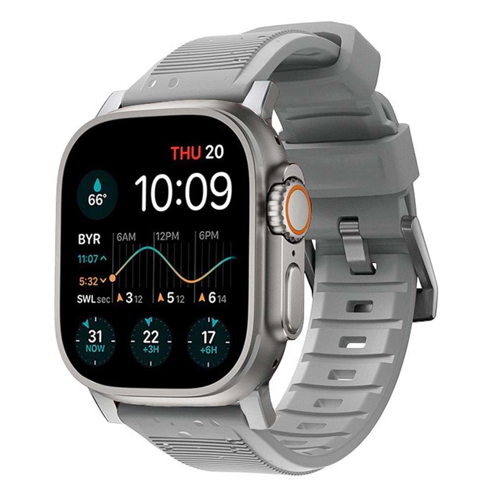 Apple Watch 49mm-45mm-44mm-42mm Rugged Silikon Kordon Gri