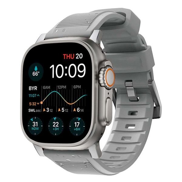 Apple Watch 49mm-45mm-44mm-42mm Rugged Silikon Kordon Gri