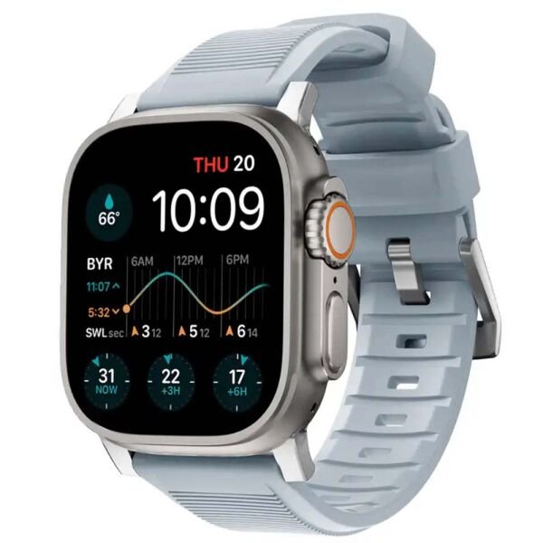 Apple Watch 49mm-45mm-44mm-42mm Rugged Silikon Kordon Açık Mavi