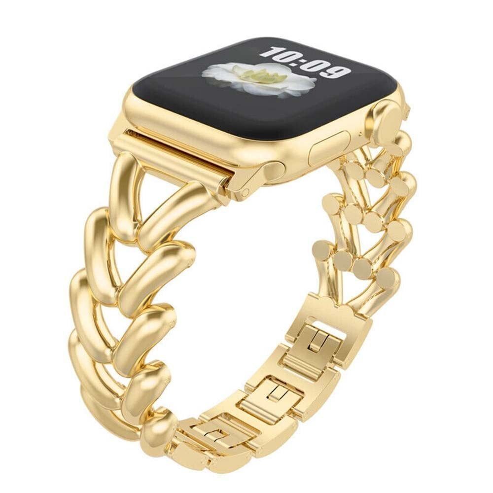 Apple Watch 38-40-41mm Metal Başak Desen Metal Kordon Gold