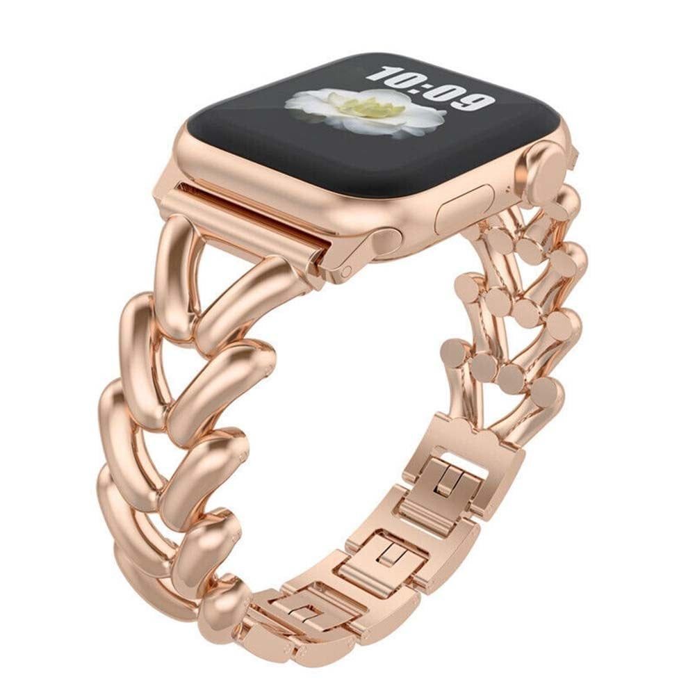 Apple Watch 38-40-41mm Metal Başak Desen Metal Kordon Rose