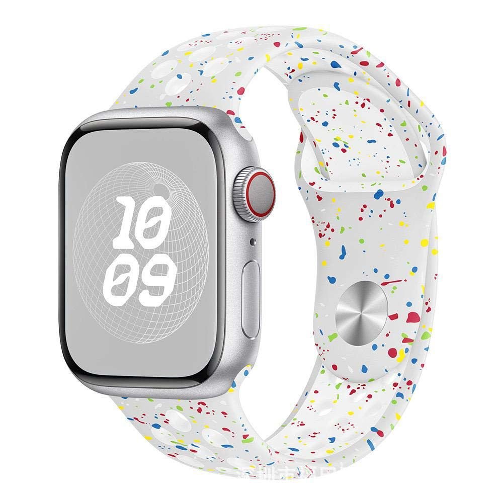 Apple Watch 42-44-45-49mm Benekli Nike Delikli Silikon Kordon Beyaz