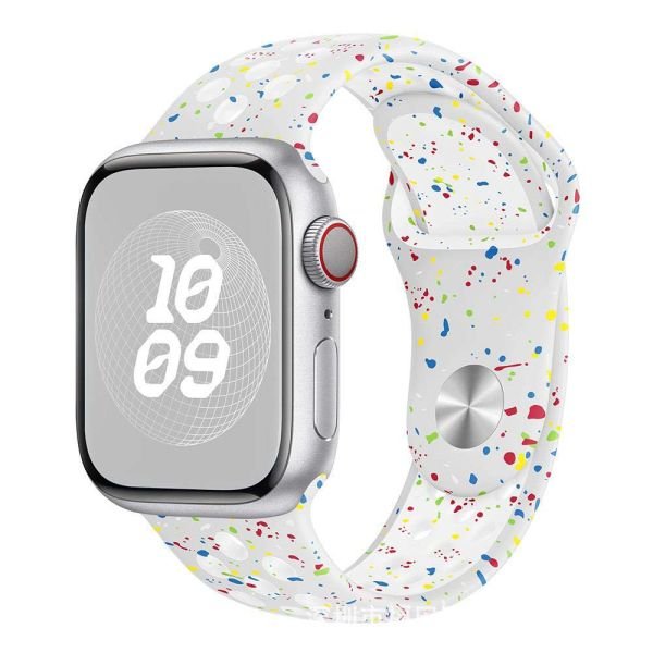 Apple Watch 42-44-45-49mm Benekli Nike Delikli Silikon Kordon Beyaz