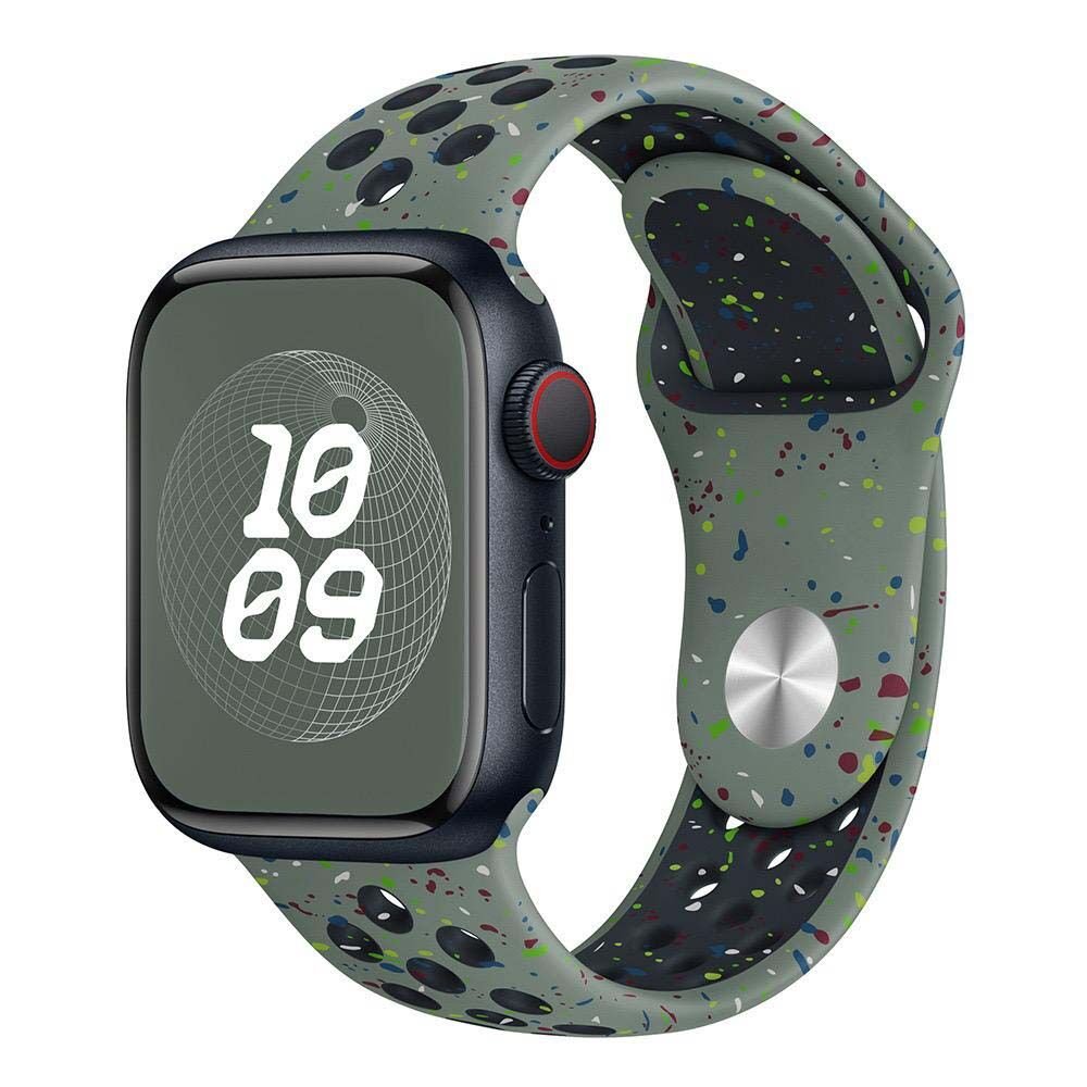 Apple Watch 42-44-45-49mm Benekli Nike Delikli Silikon Kordon Haki