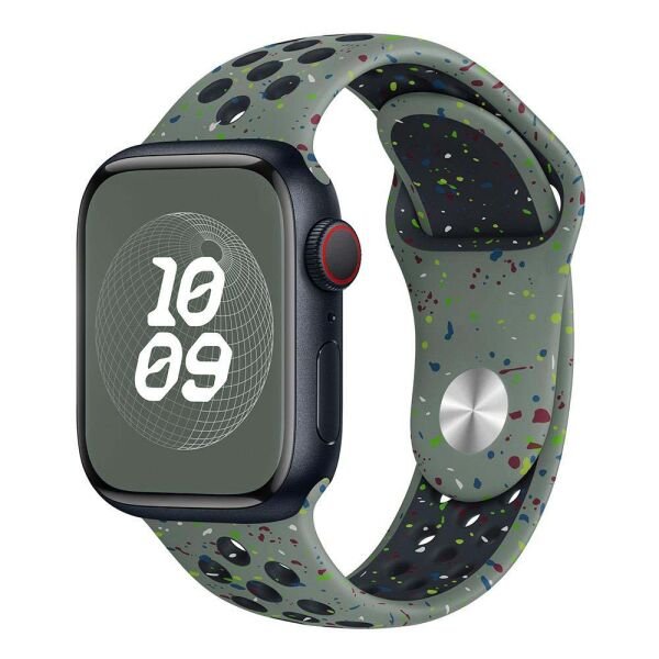 Apple Watch 42-44-45-49mm Benekli Nike Delikli Silikon Kordon Haki