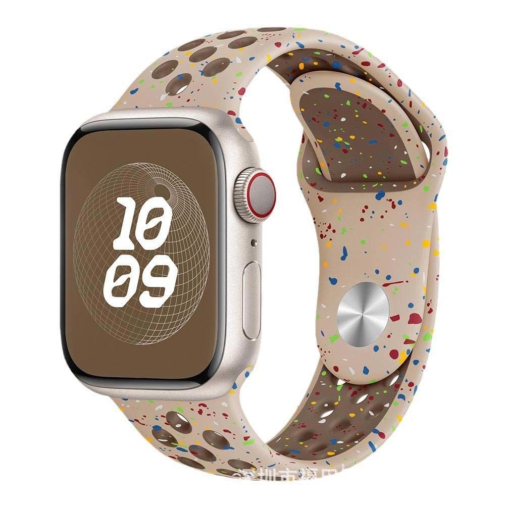 Apple Watch 42-44-45-49mm Benekli Nike Delikli Silikon Kordon Açık Kahve