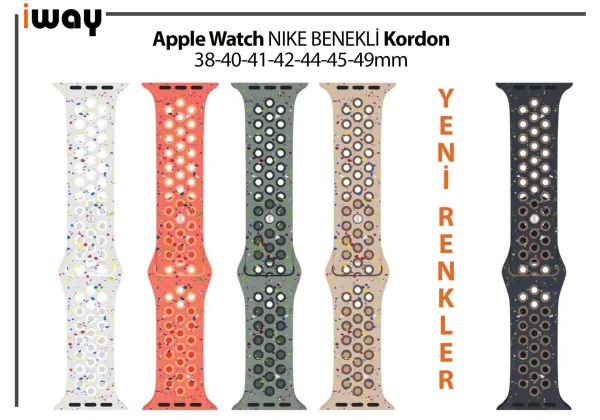 Apple Watch 38-40-41mm Benekli Nike Delikli Silikon Kordon