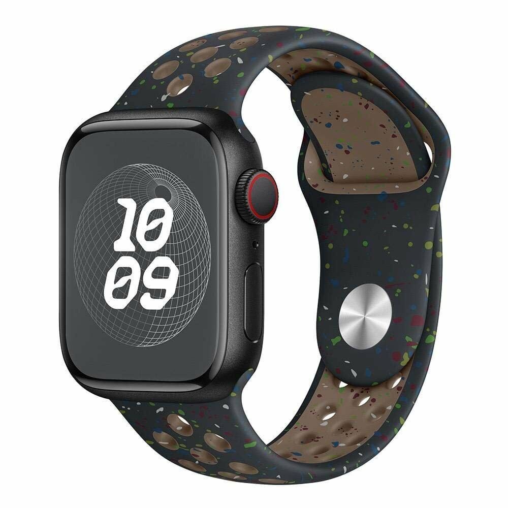 Apple Watch 38-40-41mm Benekli Nike Delikli Silikon Kordon Siyah