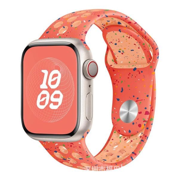 Apple Watch 38-40-41mm Benekli Nike Delikli Silikon Kordon Turuncu