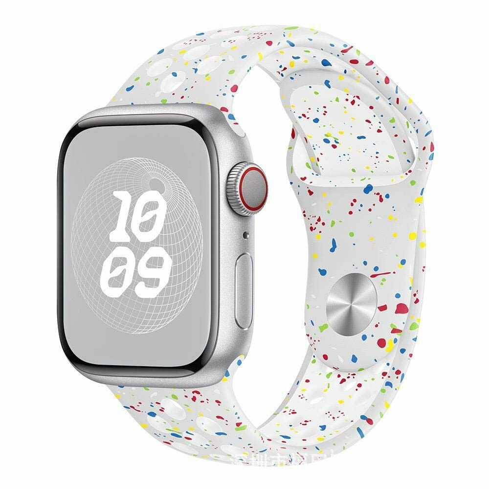 Apple Watch 38-40-41mm Benekli Nike Delikli Silikon Kordon Beyaz