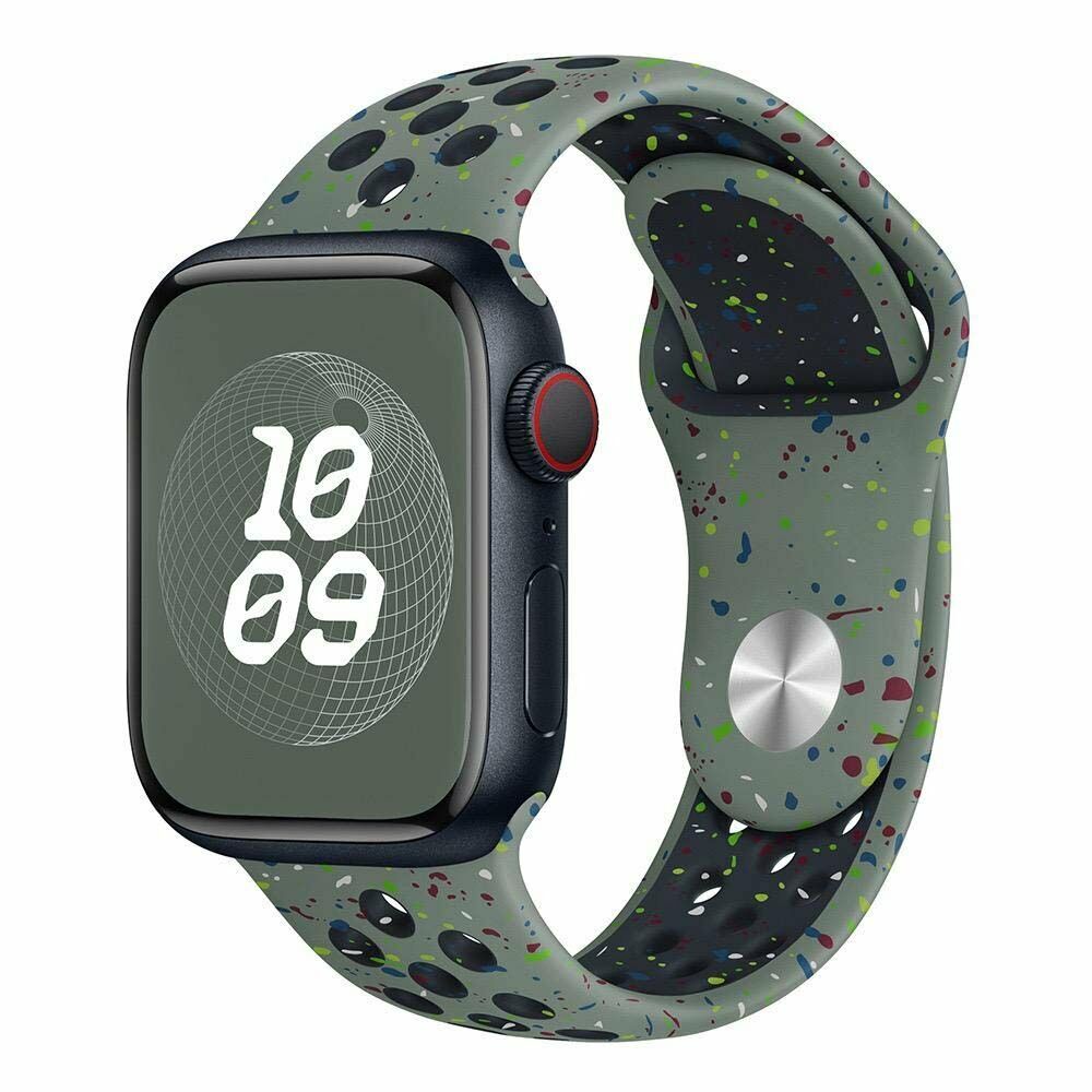 Apple Watch 38-40-41mm Benekli Nike Delikli Silikon Kordon Haki