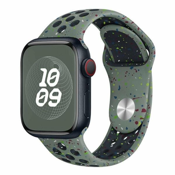 Apple Watch 38-40-41mm Benekli Nike Delikli Silikon Kordon Haki