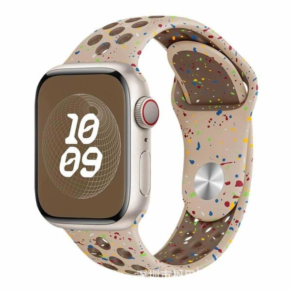 Apple Watch 38-40-41mm Benekli Nike Delikli Silikon Kordon Açık Kahve