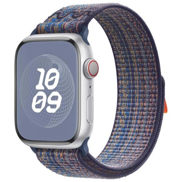 Apple Watch 42-44-45-49mm Nike Hasır Cırtlı Kumaş Kordon Mavi
