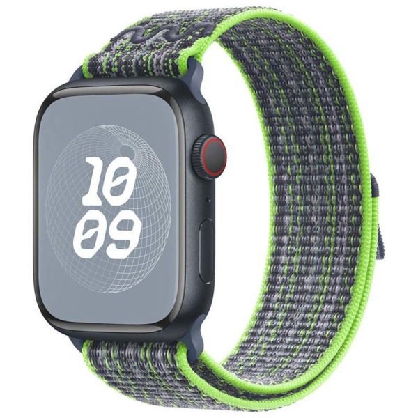 Apple Watch 42-44-45-49mm Nike Hasır Cırtlı Kumaş Kordon Lime