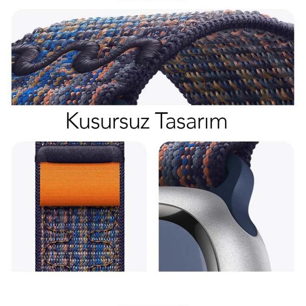 Apple Watch 38-40-41mm Nike Hasır Cırtlı Kumaş Kordon