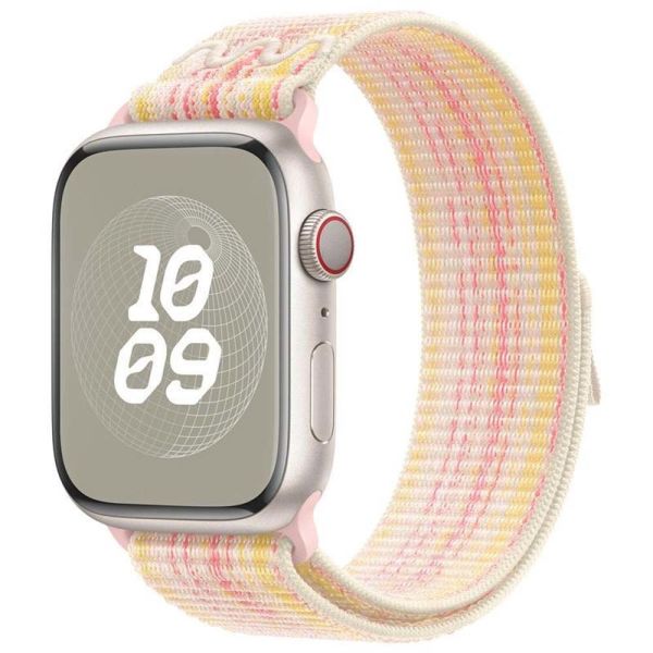 Apple Watch 38-40-41mm Nike Hasır Cırtlı Kumaş Kordon Bej