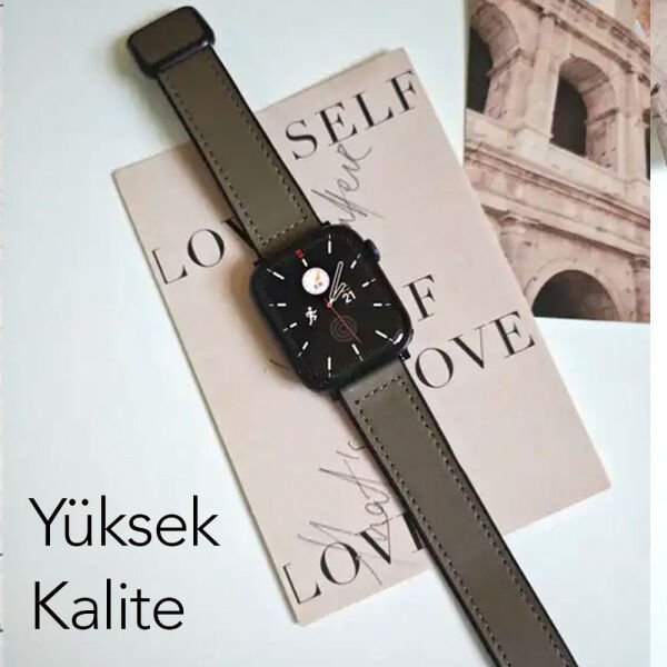 Apple Watch 49-45-44-42mm Sweet Deri Mıknatıslı Kordon