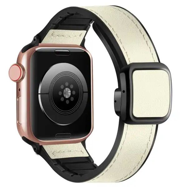 Apple Watch 49-45-44-42mm Sweet Deri Mıknatıslı Kordon Bej