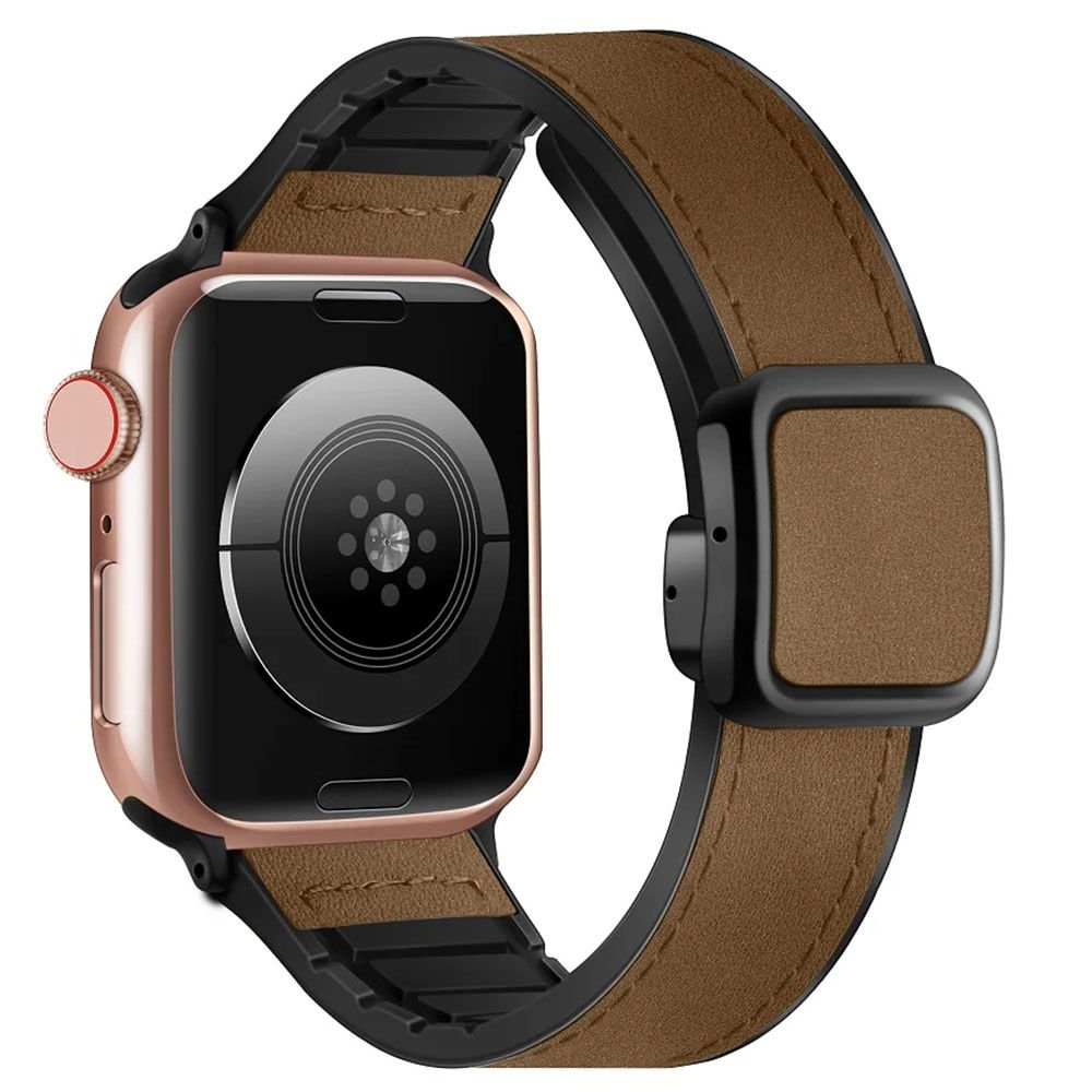 Apple Watch 49-45-44-42mm Sweet Deri Mıknatıslı Kordon Kahverengi