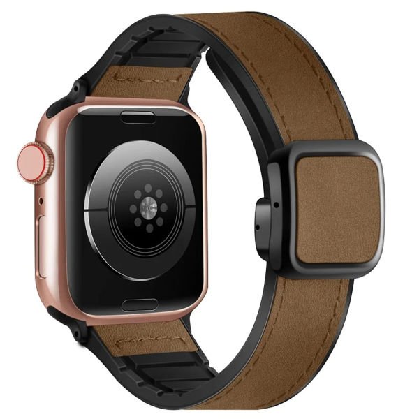 Apple Watch 49-45-44-42mm Sweet Deri Mıknatıslı Kordon Kahverengi
