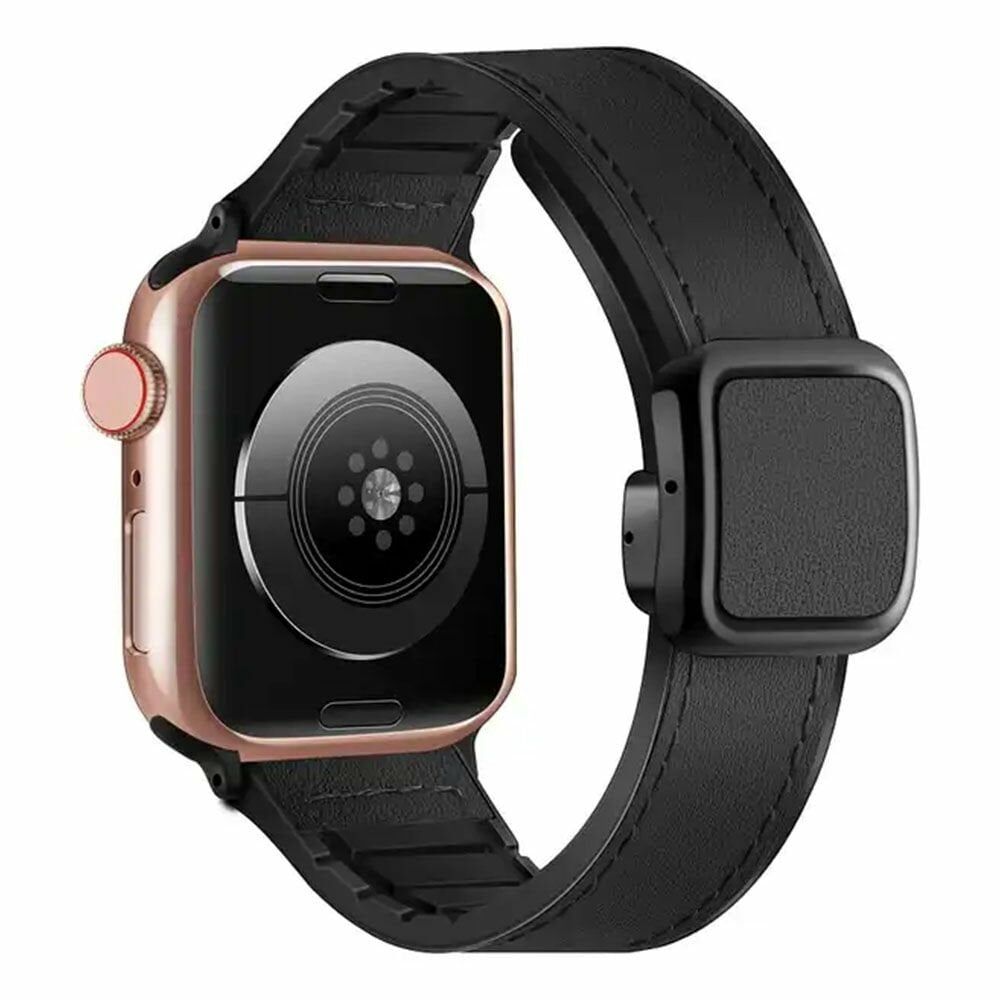 Apple Watch 38-40-41 mm Sweet Deri Mıknatıslı Kordon Siyah