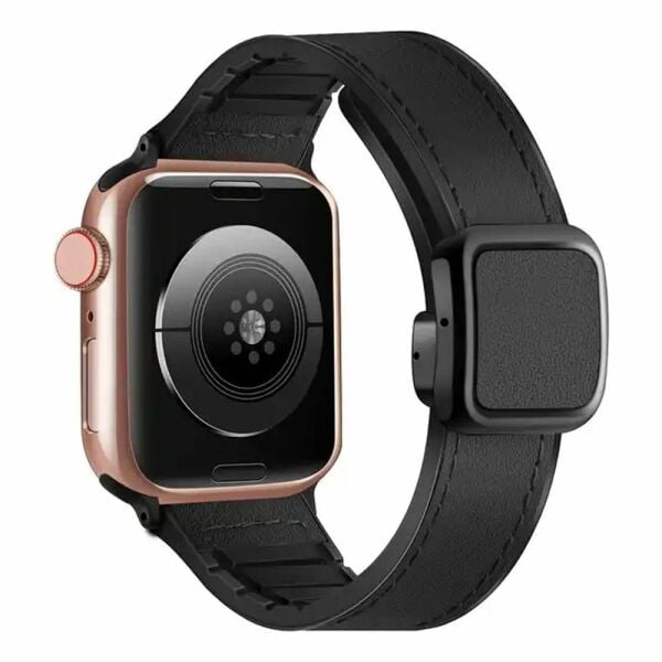Apple Watch 38-40-41 mm Sweet Deri Mıknatıslı Kordon Siyah
