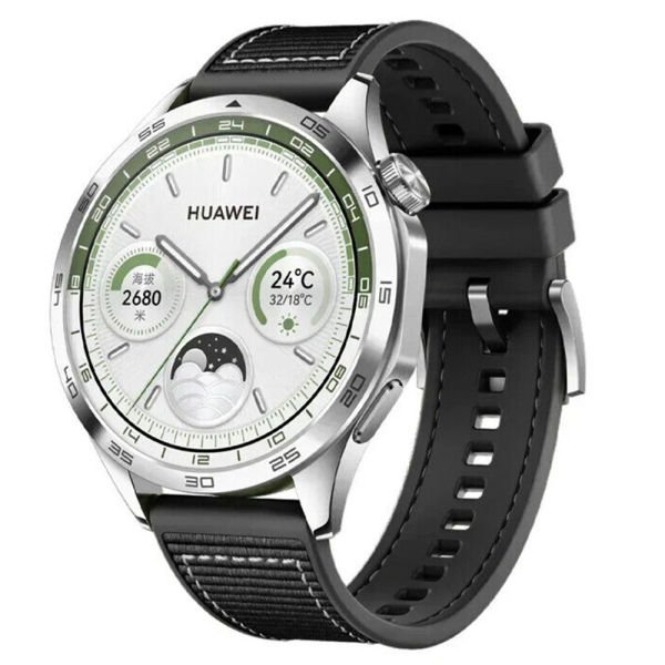 22mm Gt4 Kumaş + Silikon Tokalı Kordon Siyah