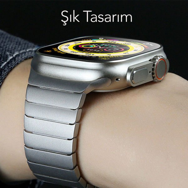 Apple Watch 49-45-44-42mm Balıksırtı Blacelet Metal Kordon