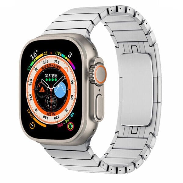 Apple Watch 49-45-44-42mm Balıksırtı Blacelet Metal Kordon Gümüş