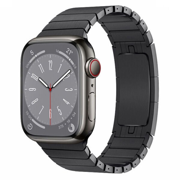Apple Watch 49-45-44-42mm Balıksırtı Blacelet Metal Kordon Siyah