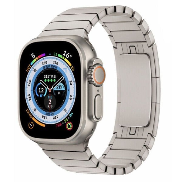 Apple Watch 49-45-44-42mm Balıksırtı Blacelet Metal Kordon Titanium Gold