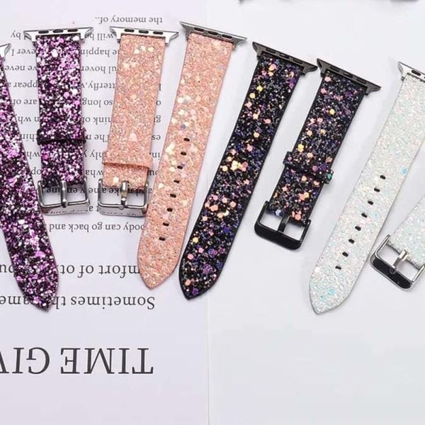Apple Watch 49-45-44-42mm Glit Simli Deri Kordon